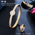 thumbnail image 5 of Micro Pave Gold Color CZ Open Cuff Bangle Bracelet Ring Fashion Chic Jewelry Set, 5 of 9
