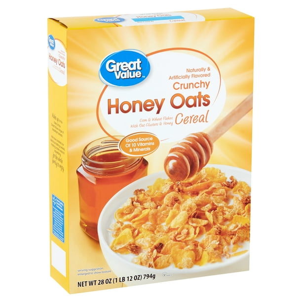 Great Value Crunchy Honey Oats Cereal 28 Oz Walmart Com