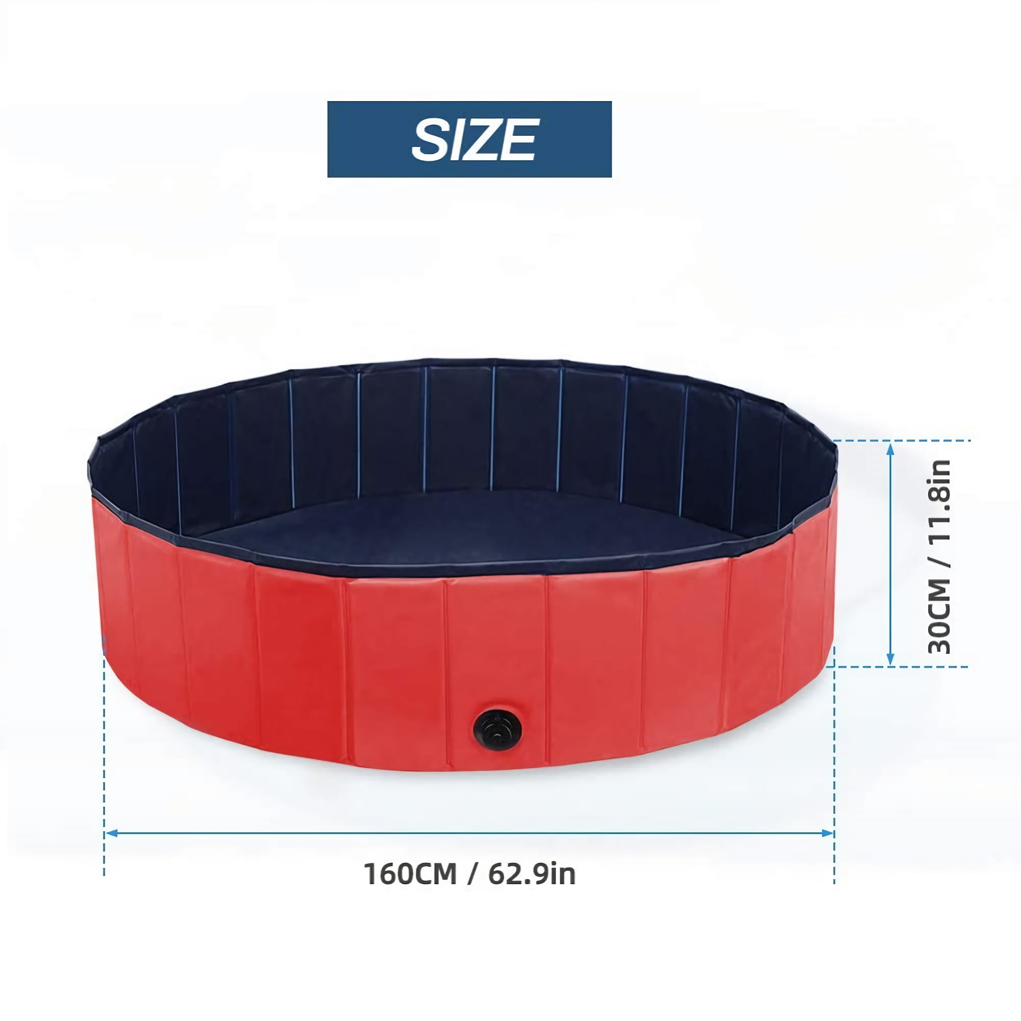 Foldable Dog Pool ZX Portable Bathing Tub - XL 63x12 Inch PVC Pool