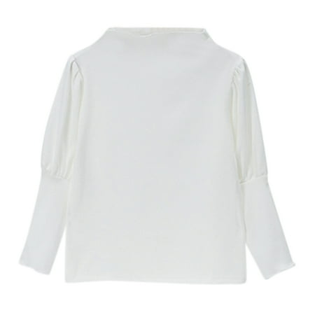 

Jdefeg Fall Shirts for Baby Girls Kids Children Toddler Baby Girls Solid Long Bubble Sleeve Blouse Tops Outfits Clothes Turtleneck Top for Girls Polyester White 90