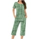 thumbnail image 1 of Sexy Pijama Conjunto para las Mujeres Cuello Redondo Blusa de Manga Corta Y Pantalones, Traje de Moda Casual para el Hogar Y Diario, 1 of 4