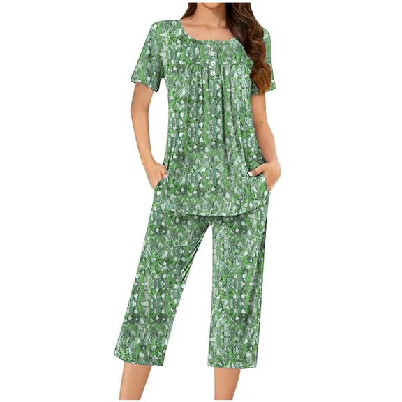 Wancir Women's Pajamas Sets Long Sleeve with Plaid Pants Soft Sleepwear 2 Piece Pjs Lightweight Lounge Set with Pockets