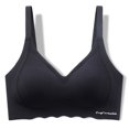 thumbnail image 3 of Bigersell Sports Bras for Women V-Neck Padded Bras No Underwire Back Hook and Eye Closure Womens Solid Color Wireless Bralette Ladies Push up Bra Comfort Soft Full-Coverage Bras Black L, 3 of 5
