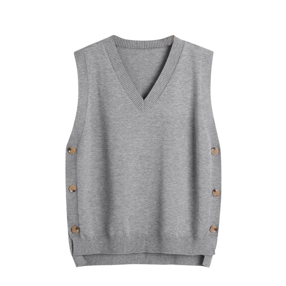 Turilly Vest Sweaters for Women Solid V-neck Pullover Sweater Sleeveless Sweater Tops