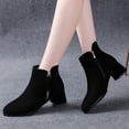 thumbnail image 2 of NECHOLOGY Botas Mujer Adulto Femenino Zapatos Botines para mujer Otoño Invierno Mujer Botines Tacón medio Tacón grueso Gamuza Color sólido Negro Punta redonda Cremallera lateral (Black, 6.5), 2 of 7