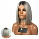 thumbnail image 3 of Qarigey Peluca recta de Bob corto Peluca de Bob sintético ajustable Peluca de cabello humano gris con papel de respaldo de red para el cabello Cuidado del cabello Qarigey CE002335-00, 3 of 4