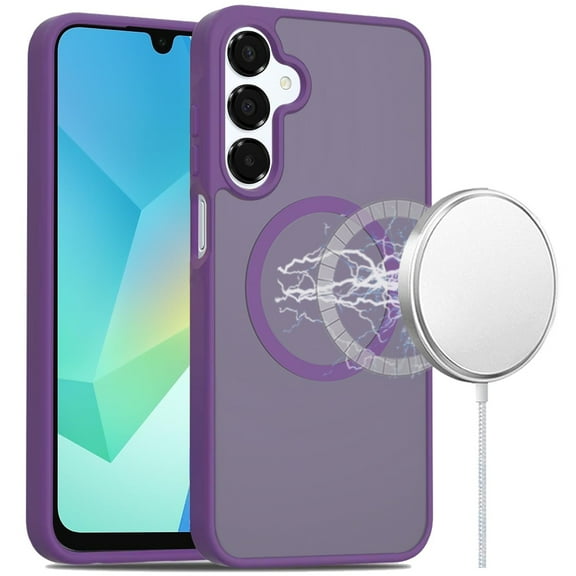 For Samsung A16 5G [Magnetic Circle] Smooth Safe Matte Feel Hybrid Case - Dark Purple