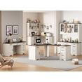 thumbnail image 5 of Aphthongs 58" W Wood Executive Desk, Farmhouse Home Office Desk w/ File Drawer & Charging Station, Rustic Writing Desk Study Table Elegant Computer Desk with Storage, White, 5 of 11