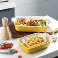 thumbnail image 5 of SWEEJAR Porcelain Bakeware Set for Cooking, Ceramic Rectangular Baking Dish Lasagna Pans for Daily Use, Set of 3,Yellow, 5 of 6