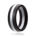 thumbnail image 1 of Alianza de Bodas de Silicona - Estilo Cúpula con Línea Media - Negro-Plata de ROQ para Hombre - Anillo de 14 mm, 1 of 1