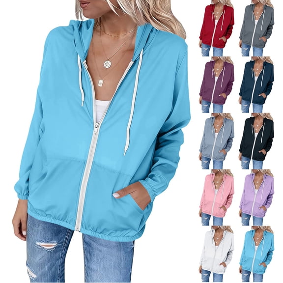 Aboser Sun Protection Hoodie Jackets for Women Zip Up Long Sleeve Jacket Lightweight Breathable Summer Coats SPF UV Protection Outwear with Pockets