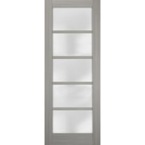 Slab Barn Door Panel Frosted Glass 32 x 80 inches | Quadro 4002 Grey Ash | Sturdy Finished Doors | Pocket Closet Sliding