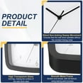 thumbnail image 3 of Reloj de pared rectangular Uxcell de 11 pulgadas, silencioso y sin tictac, reloj de cuarzo a pilas, decoración, negro, 3 of 7