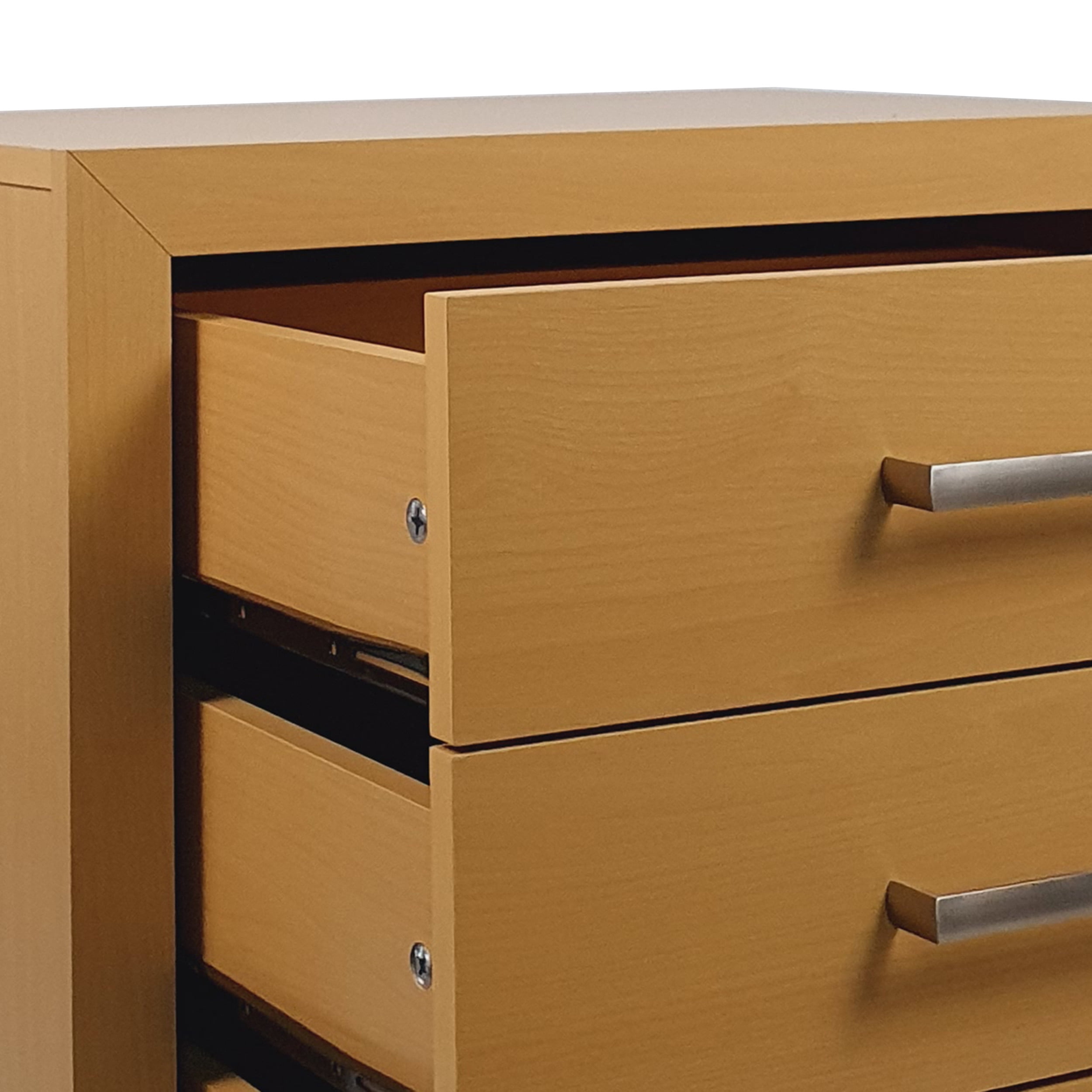 Noble House Cayuga Faux Wood 2 Piece Double Dresser and Nightstand Bedroom Set, Maple and Black