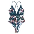 thumbnail image 3 of Gibobby Trajes de Baño Mujer Completos Conjunto de tankinis de traje de baño de una pieza alta con estampado de escote tropical abierto en la cintura tra(Blanco,XL), 3 of 5