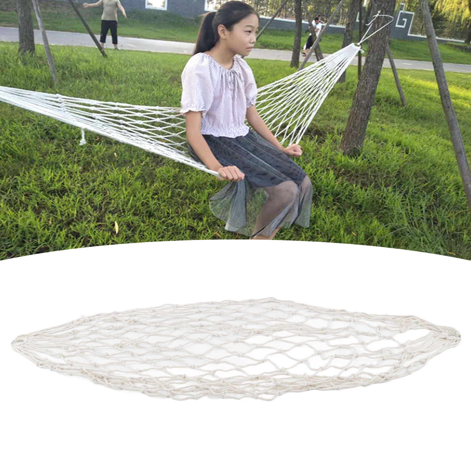Suodoka Cotton Rope Hammock Hand Woven 264.6 lb Capacity Portable Mesh Hammock for Outdoor Indoor Patio Yard 43.3x86.6 in / 110x220 cm