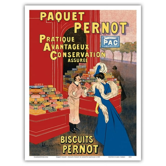 Paquet Pernot - Biscuits Pernot - French Biscuit Company - Vintage Advertising Poster by Leonetto Cappiello c.1905 - Master Art Print (Unframed) 9in x 12in