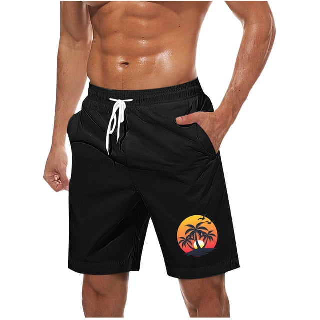 Pantalones Cortos Casuales para Hombre Imprimir con Bolsillos Pantalones de Playa de Cintura Elástica, Pantalones Cortos de Cintura Elástica para Hombre