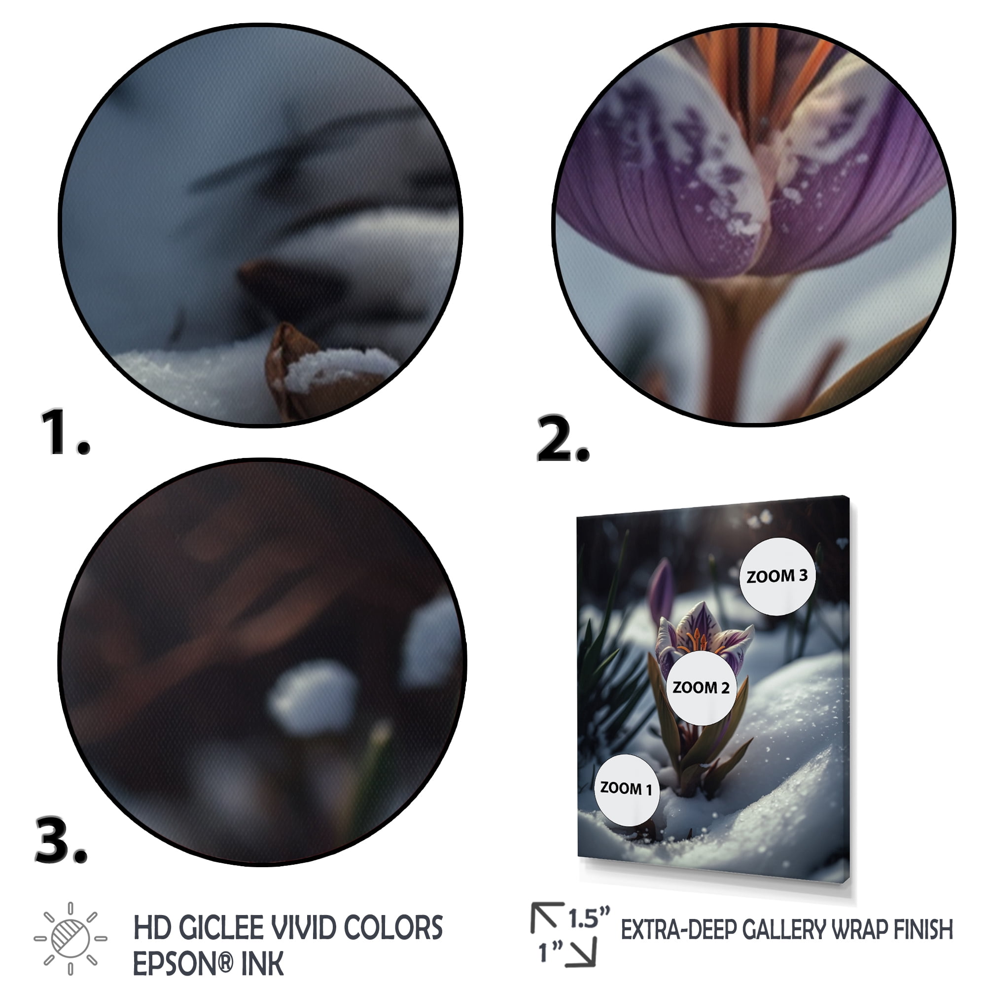 Designart A Blooming White And Purple Lily Flower In Winter II Canvas Wall Art