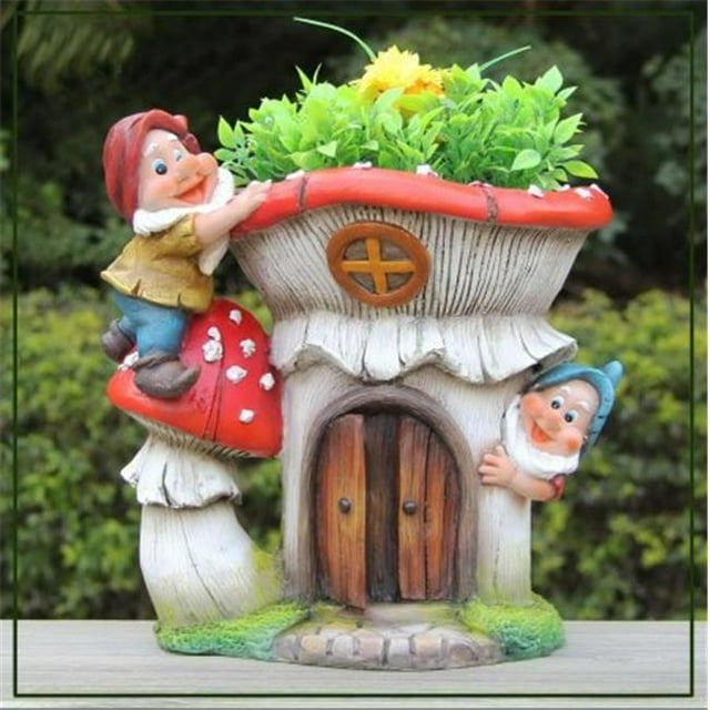 SINTECHNO Two Gnomes with Mushroom House Flower Pot