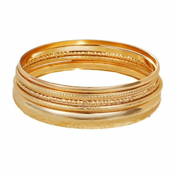 DESIGNICE 5Pcs Gold Bangles for Women Flexible Stacking Girls Jewelry Electroplating Gold Bangles for Women Gold
