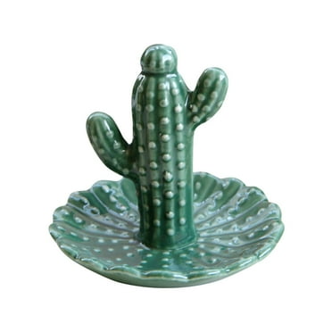 Creative Porcelain Cactus Shaped Trinket Tray Jewelry Dish Decorative Storage Organizer Holder for Rings Bracelets Earrings (Random Style)