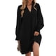 thumbnail image 2 of Fall Dress, Long Sleeve Puff Sleeves Women's V Neck Dress Soft Skin Friendly  For Parties For Fall For Work ANGGREK Negro L, 2 of 6