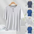 thumbnail image 5 of Lovskoo Summer Tops for Women 2024 Round Neck Short Sleeve Solid Color Blouse Plain Casual Trendy Regular Sleepwear Tops Gray, 5 of 5