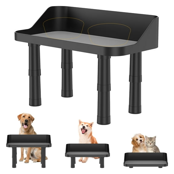 Austok Elevated Dog Food Bowl Stand Adjuastable Raised Pet Feeding Station with Splash Guard 17" W Pet Cat Food Table for Large Dog No Bowl Included