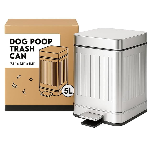 Bote de basura para excrementos de perro AnimoGoods de acero inoxidable, 5 litros, impermeable