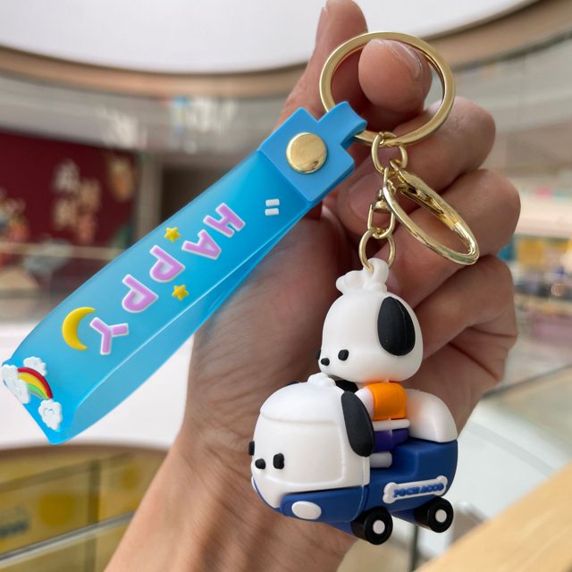 Llavero de dibujos animados 3D Hello Kitty llaveros de silicona de PVC con correa para la muñeca llavero muñeca de esponja bolsa de llaves de coche Accesorios