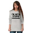 thumbnail image 4 of I'm With Stupid Classic Rude Insult Long Sleeve TShirt Men Women Brisco Brands X, 4 of 6