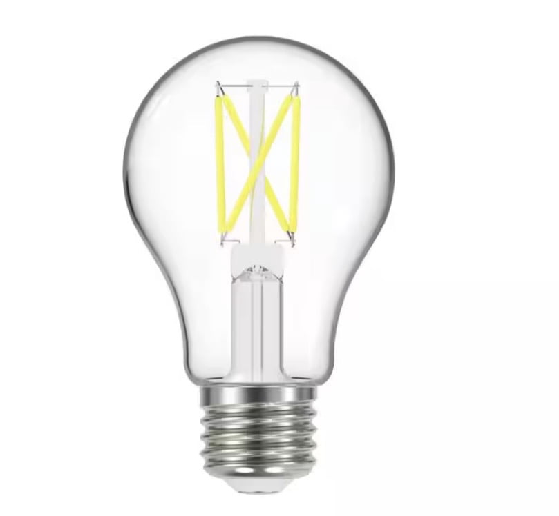 EcoSmart 60-Watt Equivalent A19 Dimmable Clear Glass Filament LED Light Bulb 3000K (4-Pack)