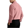 thumbnail image 5 of LEAVINGSUO Mens Dress Shirts Stand Collar Solid Color Casual Button Pocket Long Sleeve Shirt Pink XXXL, 5 of 6
