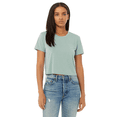 thumbnail image 4 of BELLA + CANVAS Flowy Crop Tee for Women, Short Sleeve Crewneck T-Shirt, Dusty Blue, L, 4 of 5
