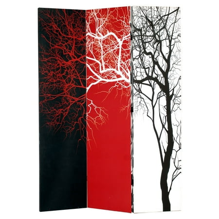 - Roundhill Furniture 3 Panel Double Sided Painted Canvas Tree Room Divider Screen