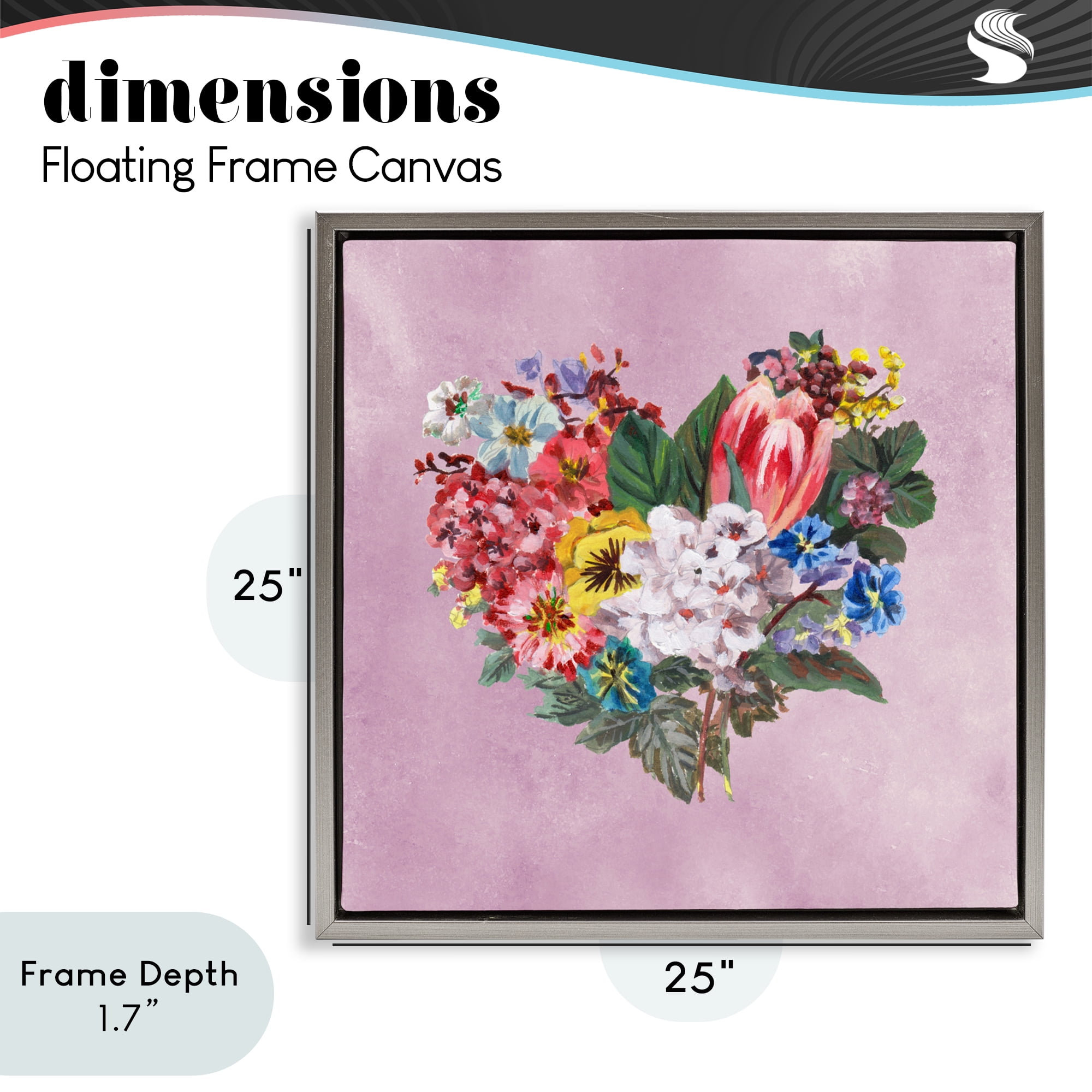Stupell Industries Heart Shaped Garden Blooms Gray Framed Floater Canvas Wall Art, design by Melissa Wang