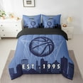 thumbnail image 2 of 7 Pcs Comforter Set Twin Size,Basketball Bed in a Bag with Flat Sheet and Fitted Sheet and Adults, Sports Bedding Set with Pillowcase and Sham,Memphis, 2 of 5