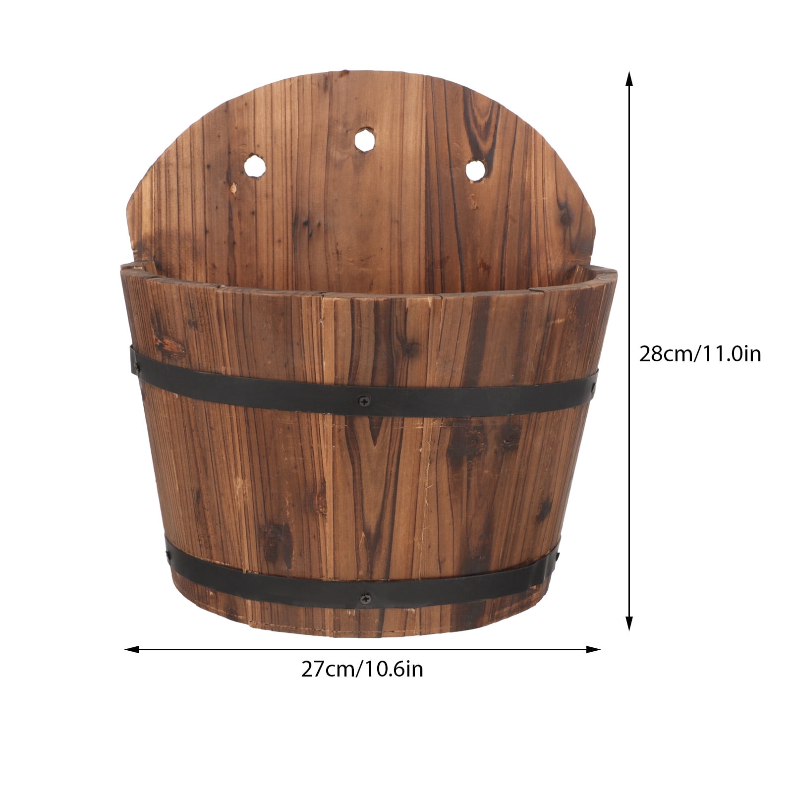 MIPCASE Rustic Brown Wooden Wall Mount Hanging Flower Pot Planter for Home Balcony Garden Decoration