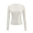 thumbnail image 3 of Womens Long Sleeve Basic Tshirts Trendy Slim Fit Crew Neck Tops Ladies Casual Fall Solid Going out Tees Undershirt Beige 0724*tshirts M, 3 of 3