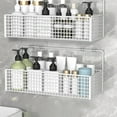 thumbnail image 4 of Amacok Wall Basket, Wire Storage Basket Metal Basket Iron Hanging Shower Makeup Holder Organizer Kitchen, Wall Basket for Bathroom Kitchen Shelves Organizer, 6X4Inch, White, 4 of 6