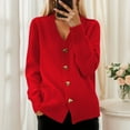 thumbnail image 6 of Women'S Autumn Winter Solid Color Long Sleeve V-Neck Knitted Cardigan Sweater Coat Fashion Casual Outerwear, 6 of 8