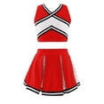 thumbnail image 1 of Moggemol Ensemble Uniforme de Danse Cheerleader pour Filles Débardeur Court avec Jupe Plissée Rouge 10, 1 of 7