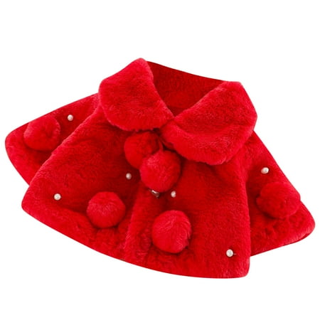 

Faux Coat Winter Windproof Cloak Cute Soild Warm Toddler Baby Cape Girls Girls Coat&jacket
