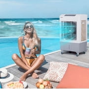 80W Evaporative Air Cooler, 2353CFM Portable Ice Cooling Fan w/Humidifier, Indoor Outdoor Evaporative Cooler with 7.9GAL Water Tank, 3 Speeds & 90°Swing, 4 Ice Packs
