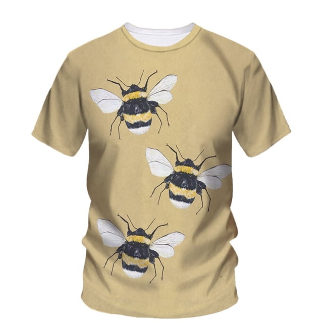 T-Shirt Homme Été Imprimé Abeille 3d Tendance Hip Hop Mode Neutre Manches Courtes Qualité Col Rond Ample Haut Élégant