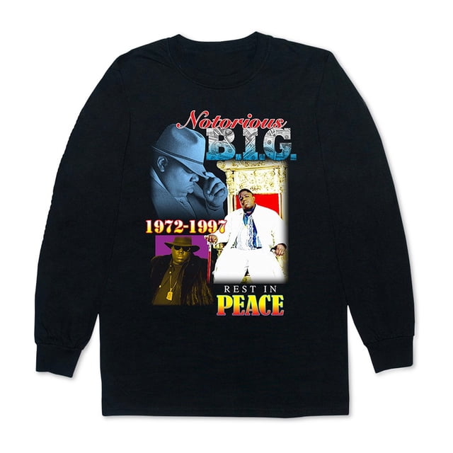 Band Specific - Camiseta gráfica RIP BIG para hombre, color negro, talla mediana