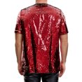 thumbnail image 3 of INSPIRE CHIC T Shirt for Men's Short Sleeve Round Neck Regular Fit Party Club Sparkly Disco Tee Top 2XL Red Golden, 3 of 5