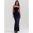 thumbnail image 6 of Women'S Bodycon Dress with A Cinched Waist Strapless Design Off-the-Shoulder Style with Boning Black L, 6 of 9