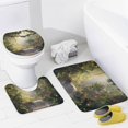 4Pcs Rainforest Waterfall Shower Curtain Set with Rugs, Toilet Lid